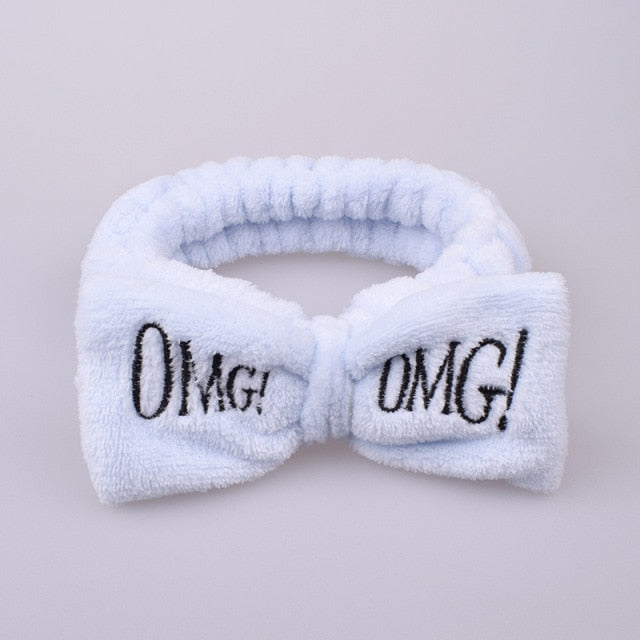 OMG Letter Coral Fleece Bow Hairbands.