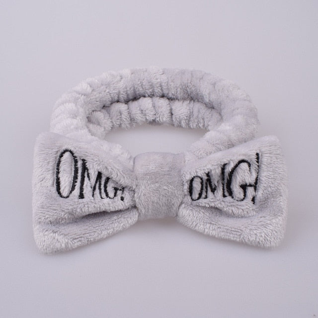 OMG Letter Coral Fleece Bow Hairbands.