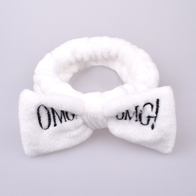 OMG Letter Coral Fleece Bow Hairbands.